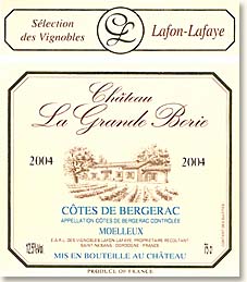 Côtes de Bergerac, Château La Grande Borie, Moelleux 2005 75Cl